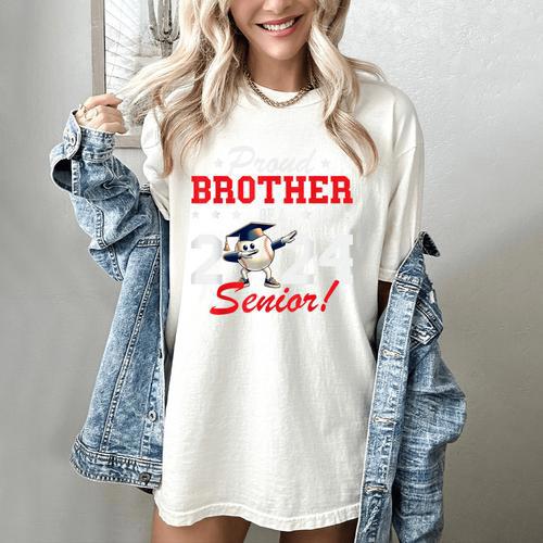 Graduation Proud Brother Of A 2024 Senior Baseball Player Women's Comfort Colors T-Shirt - Best Gift Smart