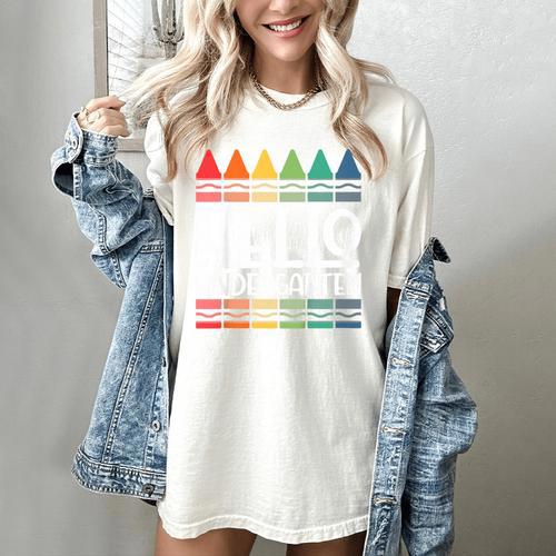 Hello Kindergarten First Day Back To School Graduation Women's Comfort Colors T-Shirt - Best Gift Smart