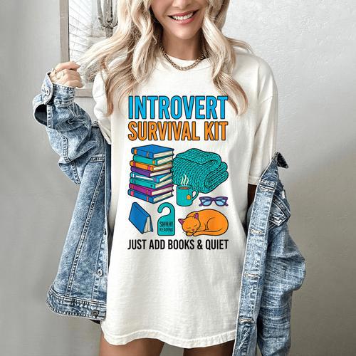 Introvert Book Lover Introvert Survival Kit Women's Comfort Colors T-Shirt - Raresse