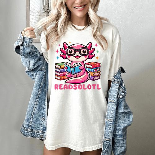 Kawaii Axolotl Readsolotl Book Lover Reading Bookworm Girls Women's Comfort Colors T-Shirt - Bookorys UK