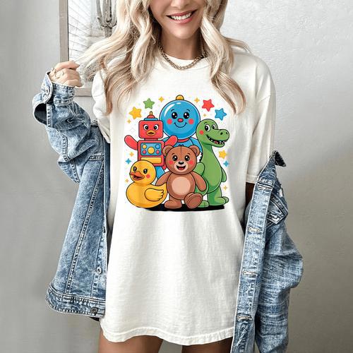 Kidcore Aesthetic Retro Vibes Colorful Cartoon Nostalgia Women's Comfort Colors T-Shirt - Figerry