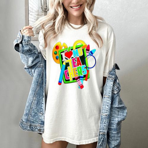 Kids Teens Graduation I Heart My Teachers I Love My Teachers Women's Comfort Colors T-Shirt - Best Gift Smart