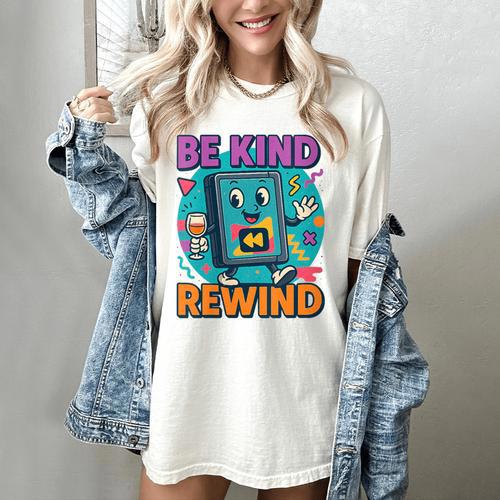 Be Kind Rewind 90s VHS Nostalgia Retro Women's Comfort Colors T-Shirt - Figerry