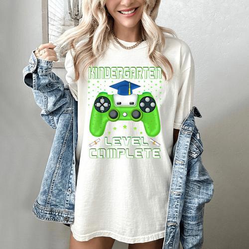 Kindergarten Graduation Level Complete Gamer Class 2024 Kids Women's Comfort Colors T-Shirt - Best Gift Smart
