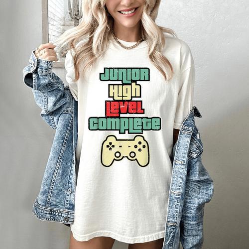 Level Complete Jr High School Graduation Grad Slogan T Shirt Women's Comfort Colors T-Shirt - Best Gift Smart