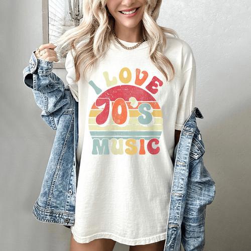 I Love 70's Music Retro Style Nostalgia Cassette 1970s Party Women's Comfort Colors T-Shirt - Figerry