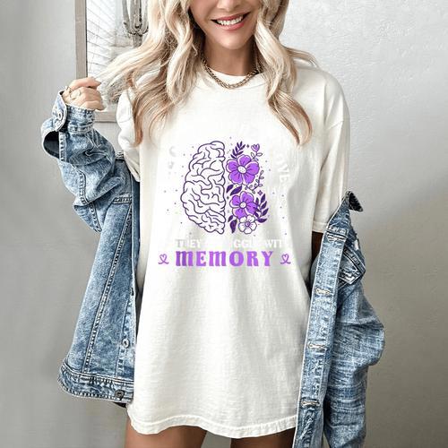 Love And Memory Floral Bain Inspirational Dementia Awareness Women's Comfort Colors T-Shirt - Easessy