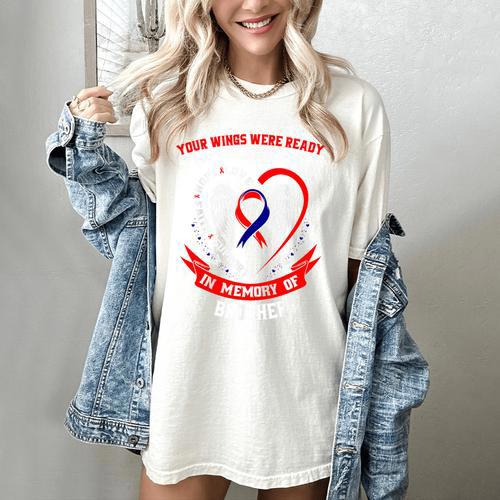 In Memory Brother CHD Heart Disease Awareness Memorial Women's Comfort Colors T-Shirt - Easessy