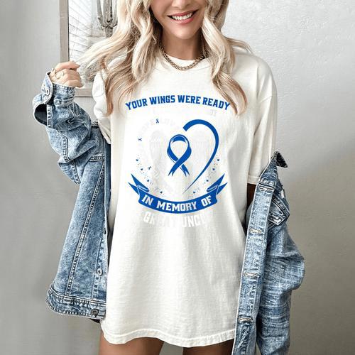 In Memory Of Great Uncle Colon Cancer Awareness Uplifting Women's Comfort Colors T-Shirt - Easessy