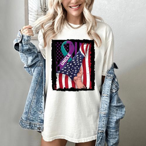 In Memory Of My Uncle Suicide Awareness American Flag Women Kids Men Women's Comfort Colors T-Shirt - Easessy