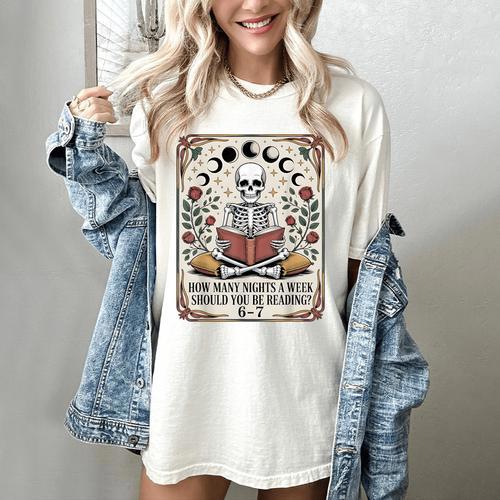 How Many Nights Reading Meme 6 7 Book Lover Women's Comfort Colors T-Shirt - Bookorys