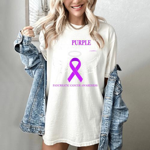 Pancreatic Cancer I Wear Purple In Memory Of My Dad Women's Comfort Colors T-Shirt - Easessy