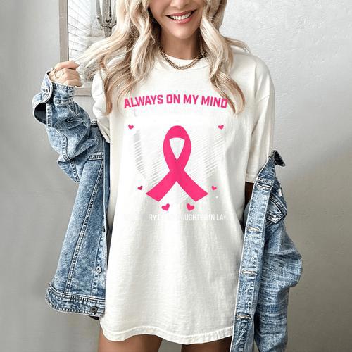 Pink In Memory Of Daughter In Law Breast Cancer Heart Print Women's Comfort Colors T-Shirt - Easessy