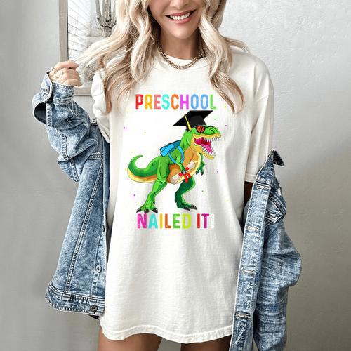 Preschool Graduation Class Of 2022 Graduate Dinosaur Kids Women's Comfort Colors T-Shirt - Best Gift Smart