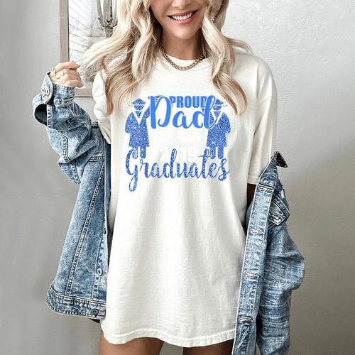 Proud Dad Of Two 2019 Graduates Twin Papa Graduation Women's Comfort Colors T-Shirt - Best Gift Smart