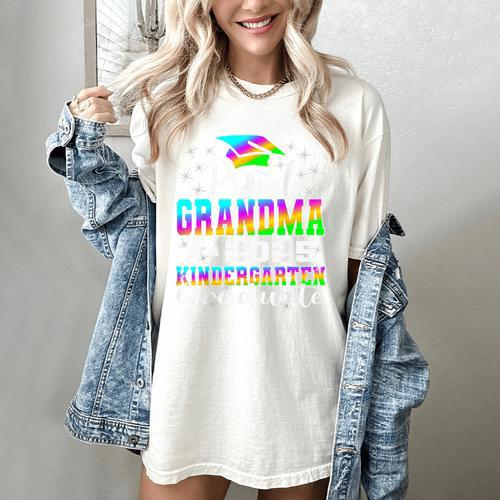 Proud Grandma Of Kindergarten Graduate 2025 Graduation Women's Comfort Colors T-Shirt - Best Gift Smart
