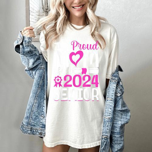 Proud Mom Of A 2024 Senior Graduation Women's Comfort Colors T-Shirt - Best Gift Smart