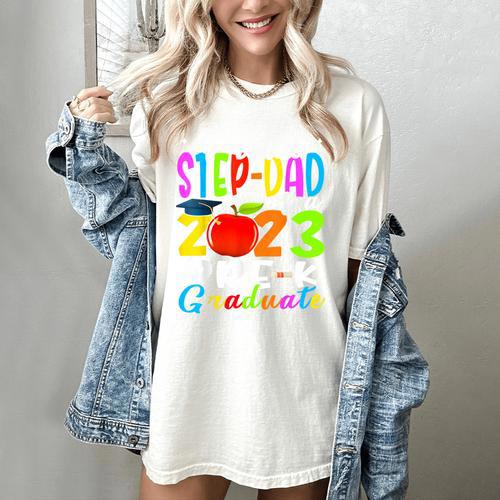 Proud Step-Dad Of 2023 Pre-K Graduate Fathers Day Graduation Women's Comfort Colors T-Shirt - Best Gift Smart