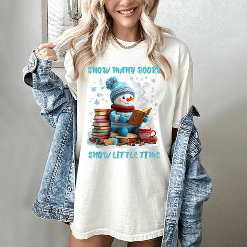 Reading Snow So Many Books Christmas Snow Little Time Women's Comfort Colors T-Shirt - Bookorys CA