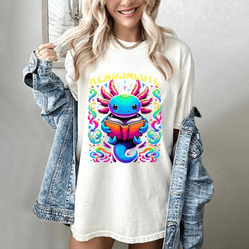 Readsalotl Axolotl Book Lovers Axolotls Women's Comfort Colors T-Shirt - Bookorys CA