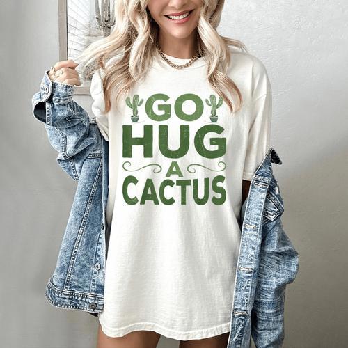Sassy Saying Go Hug Cactus Introverts Sassy Quote No Hugs Women's Comfort Colors T-Shirt - Raresse