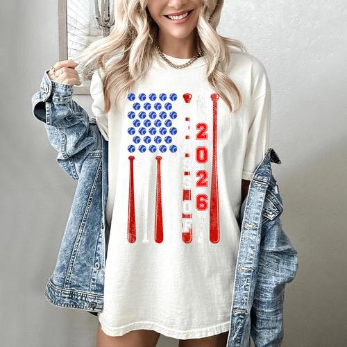Senior 2026 Baseball American Flag Class Of 2026 Graduation Women's Comfort Colors T-Shirt - Best Gift Smart