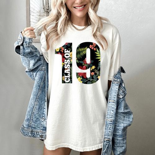Senior Floral Class Of 2019 Shirt Graduation Idea Women's Comfort Colors T-Shirt - Best Gift Smart