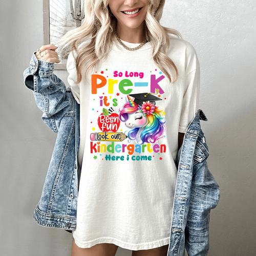 So Long Prek Pre-K Graduation Graduate Unicorn Kids Girls Women's Comfort Colors T-Shirt - Best Gift Smart