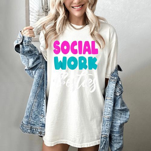 Social Worker Work Coworkers Best Friend Graduation MSW Women's Comfort Colors T-Shirt - Best Gift Smart