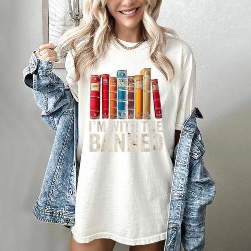 Support Banned Books Freedom I'm With The Banned Women's Comfort Colors T-Shirt - Bookorys