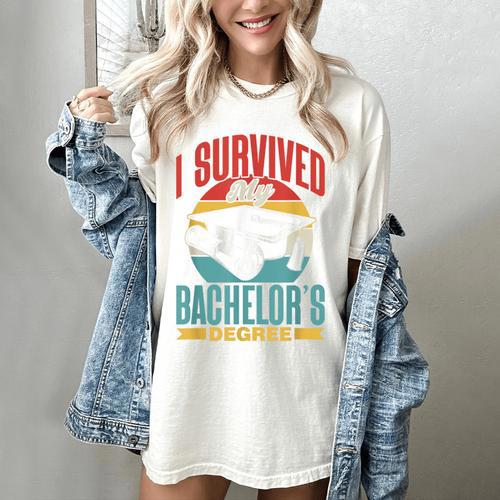 I Survived My Bachelor's Degree Party Bachelor Graduation Women's Comfort Colors T-Shirt - Best Gift Smart
