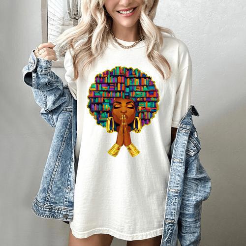 History Month Afro Women Book Lover Librarian Teacher Women's Comfort Colors T-Shirt - Bookorys CA