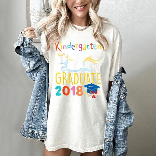 Unicorn Kindergarten Graduation Shirt Girls Women's Comfort Colors T-Shirt - Best Gift Smart