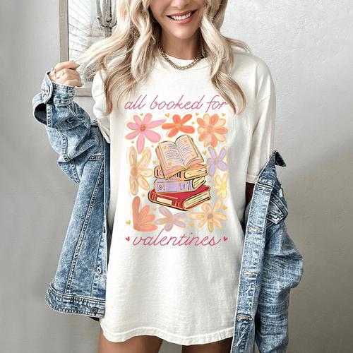 Valentine All Booked For Valentines Book Lovers Teacher Kids Women's Comfort Colors T-Shirt - Bookorys
