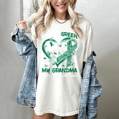 I Wear Green In Memory Of My Grandma Liver Cancer Awareness Women's Comfort Colors T-Shirt - Easessy