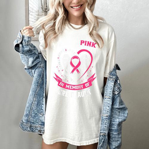 I Wear Pink In Memory Of Great Aunt Breast Cancer Shirts Tee Women's Comfort Colors T-Shirt - Easessy