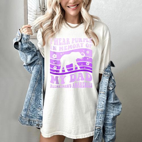 I Wear Purple In Memory Of My Dad Alzheimer's Awareness Day Women's Comfort Colors T-Shirt - Easessy