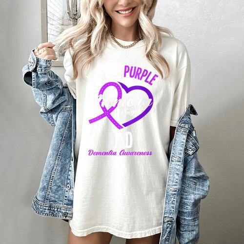 I Wear Purple In Memory For My Dad Dementia Awareness Women's Comfort Colors T-Shirt - Easessy