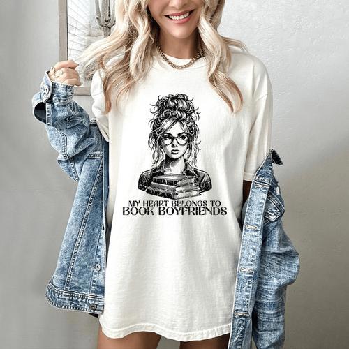 Book Lover Bent Over a Book Women's Comfort Colors T-Shirt - Bookorys