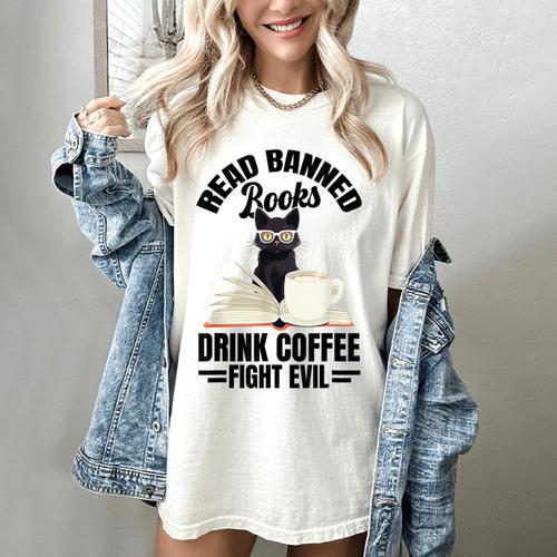 Cat I Read Banned Books Shirt Bookworm Avid Reader For Men Women Kids Women's Comfort Colors T-Shirt - Bookorys AU