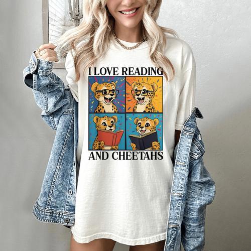 Cheetah Love Reading And Cheetahs Kids Bookworm Women's Comfort Colors T-Shirt - Bookorys