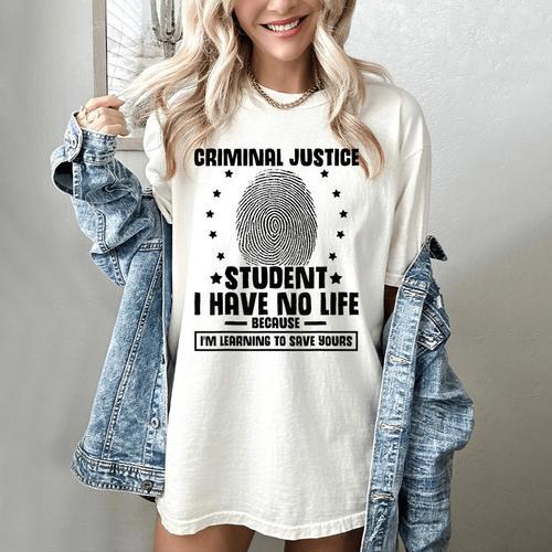 Criminal Justice School Degree Graduation Day Student Women's Comfort Colors T-Shirt - Best Gift Smart