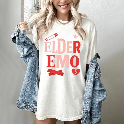 Elder Emo Retro Punk Typography Nostalgia Premium Tri-Blend Women's Comfort Colors T-Shirt - Figerry