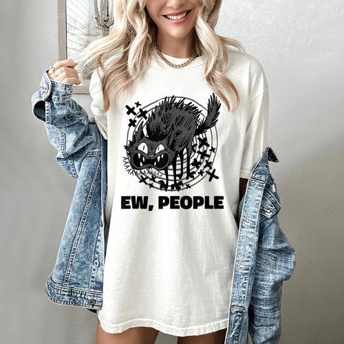 Ew People Introvert Cat Lover Crazy Cats Lady Women's Comfort Colors T-Shirt - Raresse