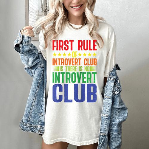 First Rule Of Introvert Club Is There Is No Introvert Club Raglan Baseball Tee Women's Comfort Colors T-Shirt - Raresse