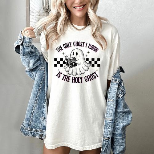 The Only Ghost I Know Is The Holy Ghost Ghost Read Book Women's Comfort Colors T-Shirt - Bookorys