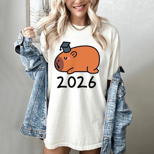 Grad Class Of 2026 Capybara Graduation Graduated Kids Women's Comfort Colors T-Shirt - Best Gift Smart
