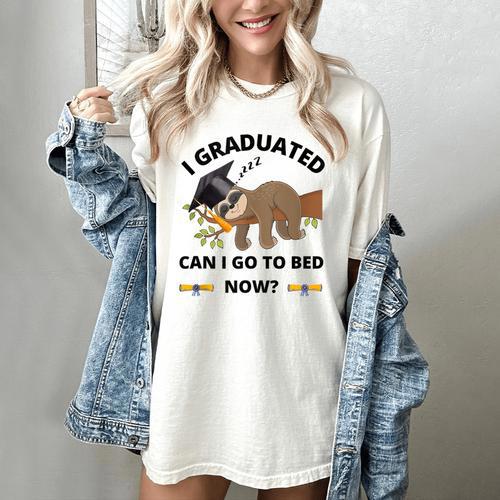 I Graduated Can I Go Back To Bed Sloth Graduation Cap Women's Comfort Colors T-Shirt - Best Gift Smart
