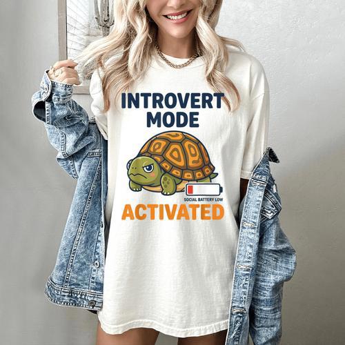 Introvert Mode Activated Low Social Battery Box Turtle Women's Comfort Colors T-Shirt - Raresse