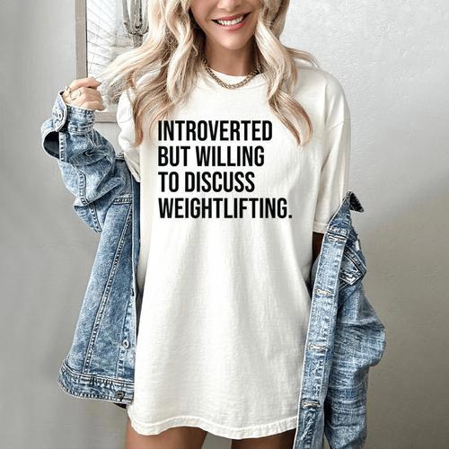 Introverted Weightlifter Gym Weightlifting Introvert Women's Comfort Colors T-Shirt - Raresse